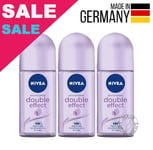 Nivea Women Double Effect Roll-On Deodorant Antiperspirant 3 x 50ml 1.69oz