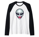 Alien with Full Beautiful Lips Raglan Baseball Tee