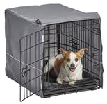 New World B24DD-KIT Kit cage pour chien à double porte ; Kit cage pour chien comprenant une cage à deux portes, un lit pour chien gris assorti et une housse de cage grise, 60,96 cm