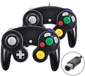 Manette De Jeu Gamecube,2 Paquets De Manette De Jeu Classique Avec Manette De Jeu À Vibration,Compatible Avec La Manette Gamecube/Wii U/Wii/Pc/Switch,Noir