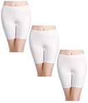 wirarpa Panty Coton Cycliste Short Femme Long Culottes Boxer Shorty Legging Boxer Caleçon ,Blanc-lot de 3,M