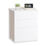 VASAGLE Table de Chevet, Assemblage sans Outils, Table d’Appoint, Tiroirs, Moderne, Chambre, Salon, 35 x 45 x 58,7 cm, Blanc Mat et Beige Cappuccino LET778W01