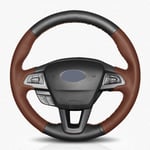 NUIOsdz Lenkradabdeckung aus schwarzem Leder, für Ford Focus 3 2015-2018 Kuga 2016-2019 Escape C-Max Ecosport 2018-2019