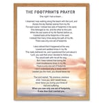 Artery8 Lord Jesus Footprints In The Sand Poem Watercolour Art Print Framed Poster Wall Decor 12x16 inch