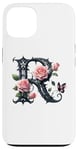 Coque pour iPhone 13 Letter R Initial Floral Monogram Rose Pink Flower Butterfly