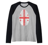 Georgia Flag Fingerprint Georgian Gift for Georgians Raglan Baseball Tee