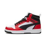 PUMA Rebound V6 MID JR Sneaker, White Black-for All TIME RED, 5.5 UK