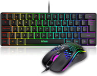 60% Gaming Keyboard And Mouse Combo, Uk Layout Ultra-Compact Rgb Backlit Mini Keyboard, Lightweight 7200 Dpi Honeycomb Optical Mouse, Rgb Wired Gaming Set For Pc Mac Ps5 Xbox Gamer[Cla171833]