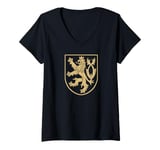 Womens CZECH REPUBLIC LION SYMBOL CZECHIA COAT OF ARMS FLAG SHIELD V-Neck T-Shirt