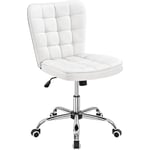 Yaheetech Chaise de Bureau à roulettes Chaise d'Ordinateur en Similicuir avec Assise Réglable et Siège Dossier Rembourrés 84 cm de Hauteur Blanc