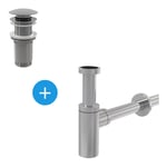 Alca - Set Bonde Clic-clac raccord 5/4', pour lavabo avec trop-plein + Siphon, Chrome ( SetChrome)