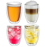 Creano Verre Thermique XXL à Double paroi 400 ML, Verre à café/Verre à thé/Latte Macchiato Extra Large résistant à la Chaleur en Verre borosilicaté, Lot de 4