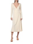 Tommy Hilfiger Women's F&f Wrap Midi Dress Ls Ww0ww41276 Wrap Dresses, Beige (Calico), L