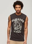 Superdry Graphic Print Vest Top - Black, Black, Size L, Men