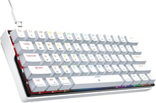 K61SE Clavier Gamer Mécanique 60% Câblé avec Clicky Interrupteur Bleu, RGB Anti-ghosting Compact 61Touches Gaming Clavier-US Layout,Blanc