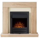 Adam Malmo Fireplace in Oak & Cream with Colorado Electric Fire in Black, 39 ...