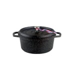 Kamberg - 0008196 - Cocotte Ø 28 cm Ronde Noire - Fonte d'aluminium - Revêtement pierre - Tous feux dont induction - Sans PFOA