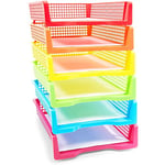 Lot de 6 Plateaux Arc-en-Ciel à Tourner pour Enseignants, organiseurs de Papier en Plastique, paniers de Rangement colorés pour Bureau (25,4 x 7,6 x 33 cm)