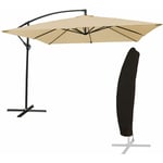 Happy Garden - Parasol déporté molokai carré 2,7x2,7m beige + housse