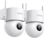 2Pack Camera Surveillance Wifi Extérieure Filaire 3K 5Mp 360°Ptz Caméra Ip Exterieur Wifi 2.4Ghz, 400Lm Projecteur Vision Nocturne Couleur, Sécurité Et Protection Des Véhicules, 24/7 [Q279]