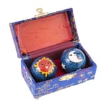 lachineuse - Coffret Boules Qi Gong Lune Soleil - Boules Chinoises Anti Stress en Émail ⌀ 40 mm - Boules de Santé - Coffret Cadeau Relaxation Zen - Objet Asiatique Japon Chine Feng Shui - Coloris Bleu