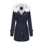 Parka Femme,Chaleureuse Parka Femme D'automne D'hiver,Parka Femme Longue À Capuche Fausse Fourrure Grande Taille Xhmb501