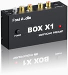 BOX X1 Préamplificateur Phono, Amplificateur Phono Tourne-Disque MM avec 3,5 mm et Sortie RCA, Mini Préamplificateur Phono avec Interrupteur d'alimentation