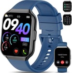 Montre Connect¿¿E Femme Homme Avec Appel Bluetooth, Etanche Ip68 Montre Connect¿¿E Sport Avec Podometre/Cardiofrequencemetre/Moniteur De Sommeil Pour Android Ios,Bleu Pro