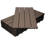 ECD Germany WPC terrassplattor 60x30cm 17-delars set för 3m ² mörkbrunt i trä