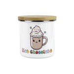 Cute Stamps Storage Canister - Large Enamel Kawaii Kitchen Cocoa Powder Jar