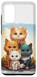 Coque pour Galaxy S20 Mignon anime chat photo de famille sur rocher ensoleillé jour portrait