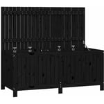 Coffre boîte meuble de jardin rangement noir 147 x 68 x 64 cm bois massif pin