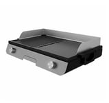 Plancha Barbecue électrique PowerGrill 3000 Deluxe Inox - 3000 W, Surface de Cuisson Mixte Antiadhésive, Thermostat Réglable, Nettoyage Facile Lave Vaisselle - Straße Tech ®