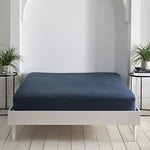 Appletree Loft - Cassia - Relaxed Cotton 32cm Deep Fitted Bed Sheet - Single Bed Size in Ink Blue