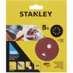 Stanley - 5 disques ø 125 mm. Pour la ponceuse rotorbitale. Grain 320