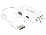 DELOCK – Adapter DisplayPort 1.1 male > VGA / HDMI / DVI female Passive white (62655)