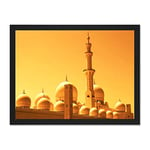 Mosque Dubai Golden Large Framed Art Print Poster Wall Decor 18x24 inch