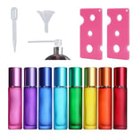 Ssiyiya 13PCS/Set Essential Oil Roller Bottle, Mini Perfume Refill Bottles Gift 10ml Leakproof Roll on Transfer Tools Perfect for Men, Women Travel(0.79x3.4inch-Colorful)