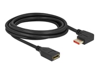 Delock - Displayport-Förlängningskabel - Displayport (Hane) Vinklad Till Displayport (Hona) - Displayport 1.4 - 3 M - 8K60 Hz (7680 X 4320) Stöd - Svart