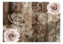 Papier peint intissé panoramique old wood & roses 150x105 cm