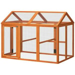 PawHut Enclos poulailler en Bois Cage à Poules Parc grillagé 140 x 88,5 x 106 cm - Orange