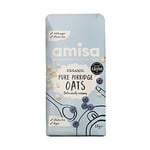 Amisa Organic Gluten-Free Porridge Oats, 1kg - Batch Tested, High Fibre, 100% Recyclable Paper Packaging - Ideal for Breakfast, Cooking & Baking , Pack of 1