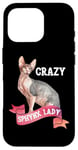 Coque pour iPhone 16 Pro Crazy Sphynx Lady Sphinx Cat Lovers Race Chat