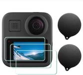 Film de Protection d'Ecran pour GoPro Max LCD + bouchon d'objectif Protecteur Verre Trempé 0,3mm Dureté 9H -[Lot de 3+2]