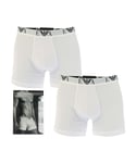 Armani Mens 2 Pack Boxer Shorts in White Cotton - Size X-Large