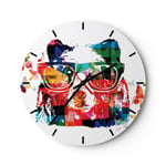 Horloge murale en verre 30x30cm Ours Lunettes grizzly taille basse Wall Clock