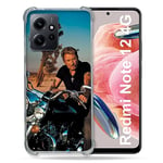 Cokitec Coque Renforcée en Verre Trempé pour Xiaomi Redmi Note 12 4G Musique Johnny Hallyday Moto