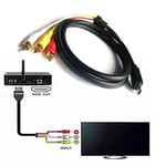 HDTV DVD Black Audio Video AV Cord Adapter HDMI Male To 3 RCA Cable 1080P 5FT