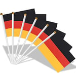 Petit Drapeau Allemand - 30 Pcs AhfuLife Mini Drapeaux Allemagne 20×28cm avec Poteau Solide Blanc de 30 cm pour Euro Football Match Coupe du Monde Fete Nationale Jardin Bar Décoration