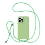 ZTOFERA Crossbody Lanyard Case for iPhone 13 Pro Max, Liquid Silicone Protective Phone Case with Strap Adjustable Neck Cord Necklace Soft Cover for iPhone 13 Pro Max, Green